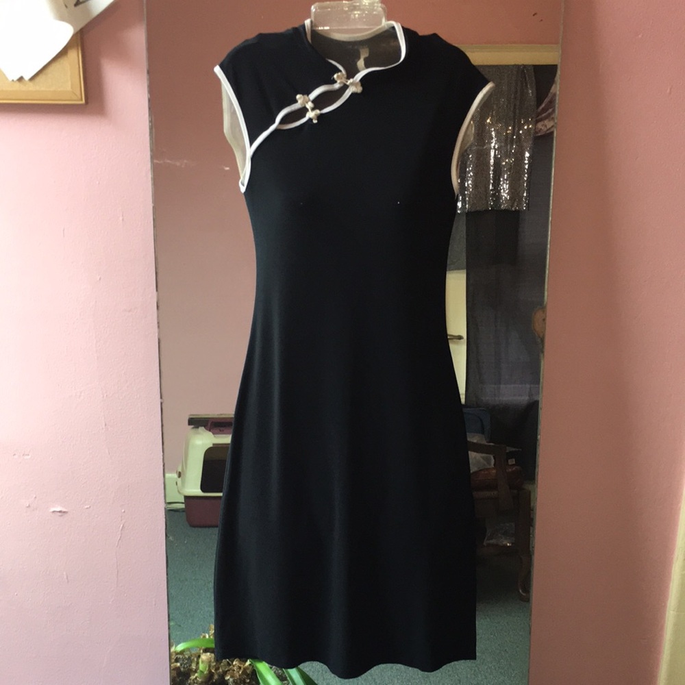 Asian-Style Black Midi Dress